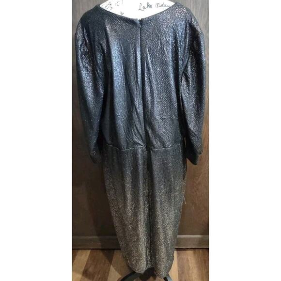 LANE BRYANT 3/4 Sleeve V-Neck Wrap Formal Dress Sz 24 Ombre Purple Gold Event - Picture 4 of 10